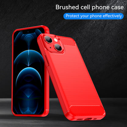 1.8mm Carbon Fiber Brushed Texture Flexible TPU Phone Back Case Protective Cover for iPhone 13 mini 5.4 inch