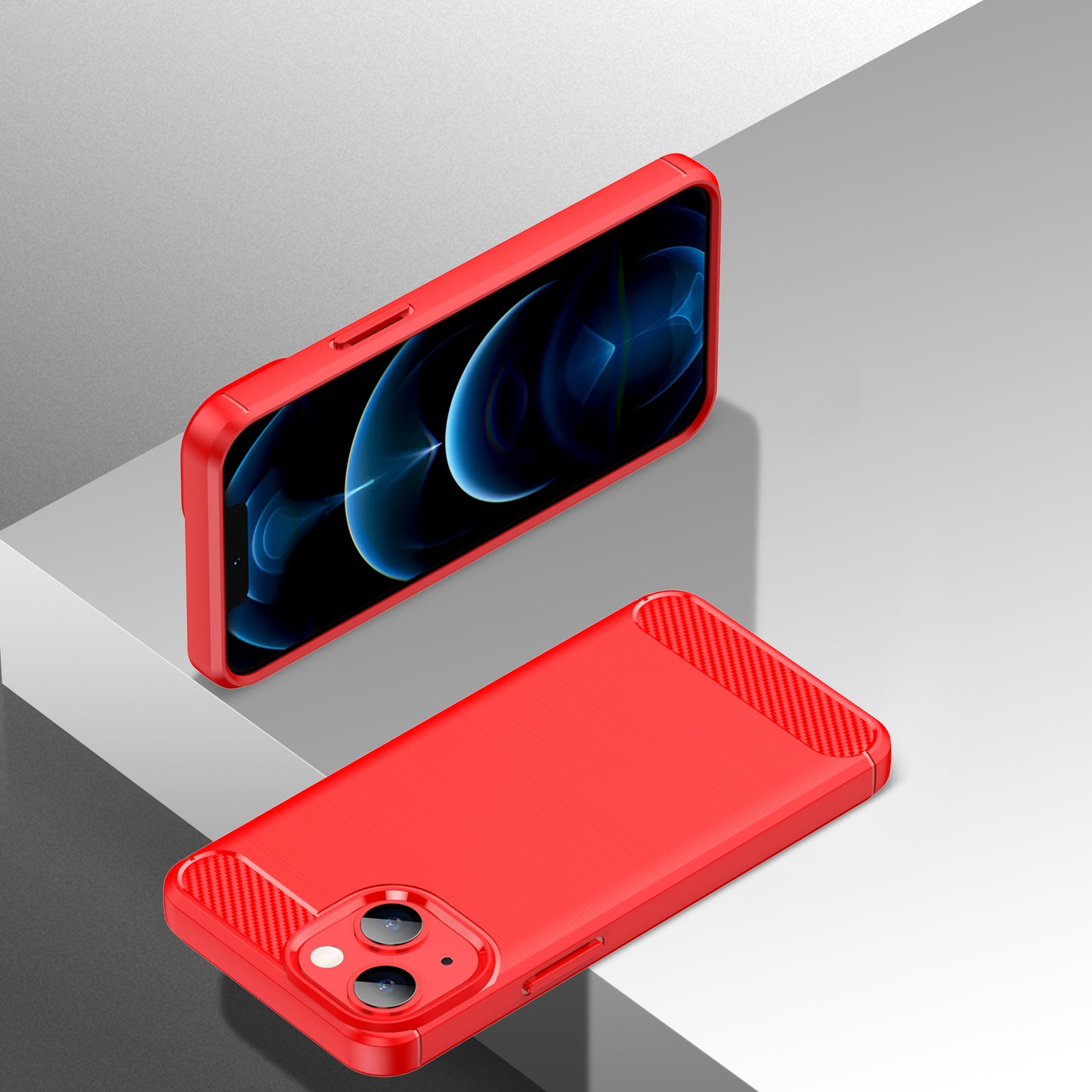 1.8mm Carbon Fiber Brushed Texture Flexible TPU Phone Back Case Protective Cover for iPhone 13 mini 5.4 inch