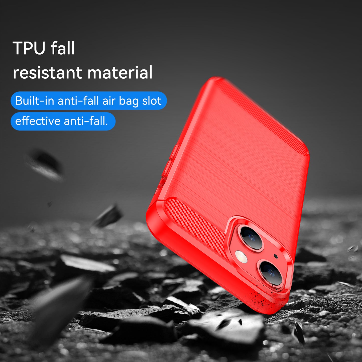 1.8mm Carbon Fiber Brushed Texture Flexible TPU Phone Back Case Protective Cover for iPhone 13 mini 5.4 inch