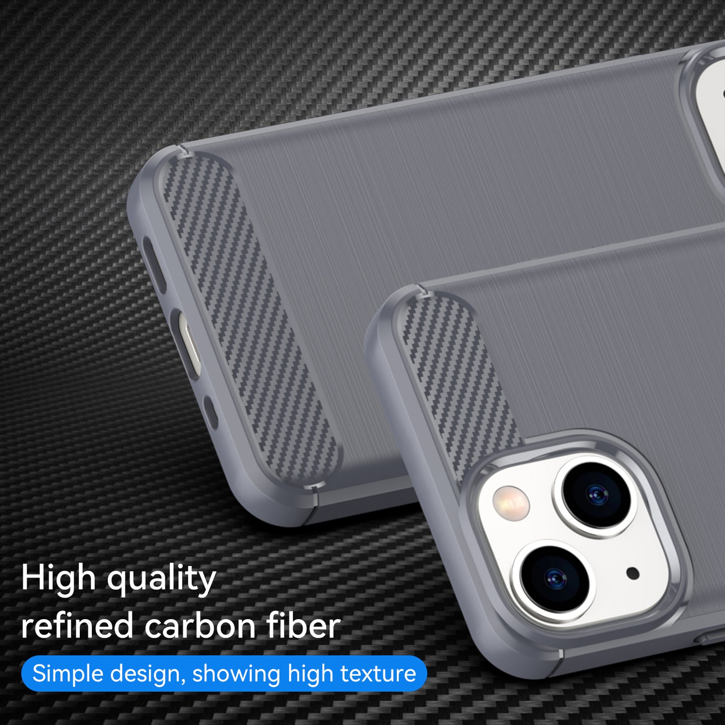1.8mm Carbon Fiber Brushed Texture Flexible TPU Phone Back Case Protective Cover for iPhone 13 mini 5.4 inch