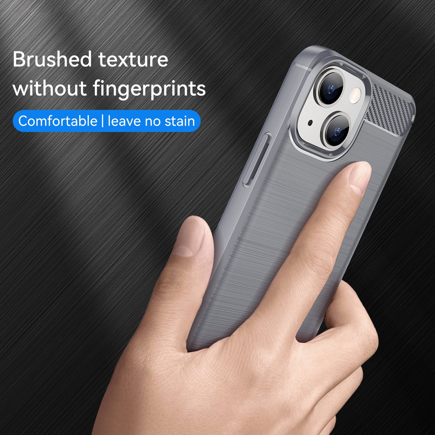 1.8mm Carbon Fiber Brushed Texture Flexible TPU Phone Back Case Protective Cover for iPhone 13 mini 5.4 inch