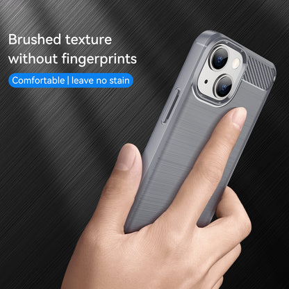 1.8mm Carbon Fiber Brushed Texture Flexible TPU Phone Back Case Protective Cover for iPhone 13 mini 5.4 inch