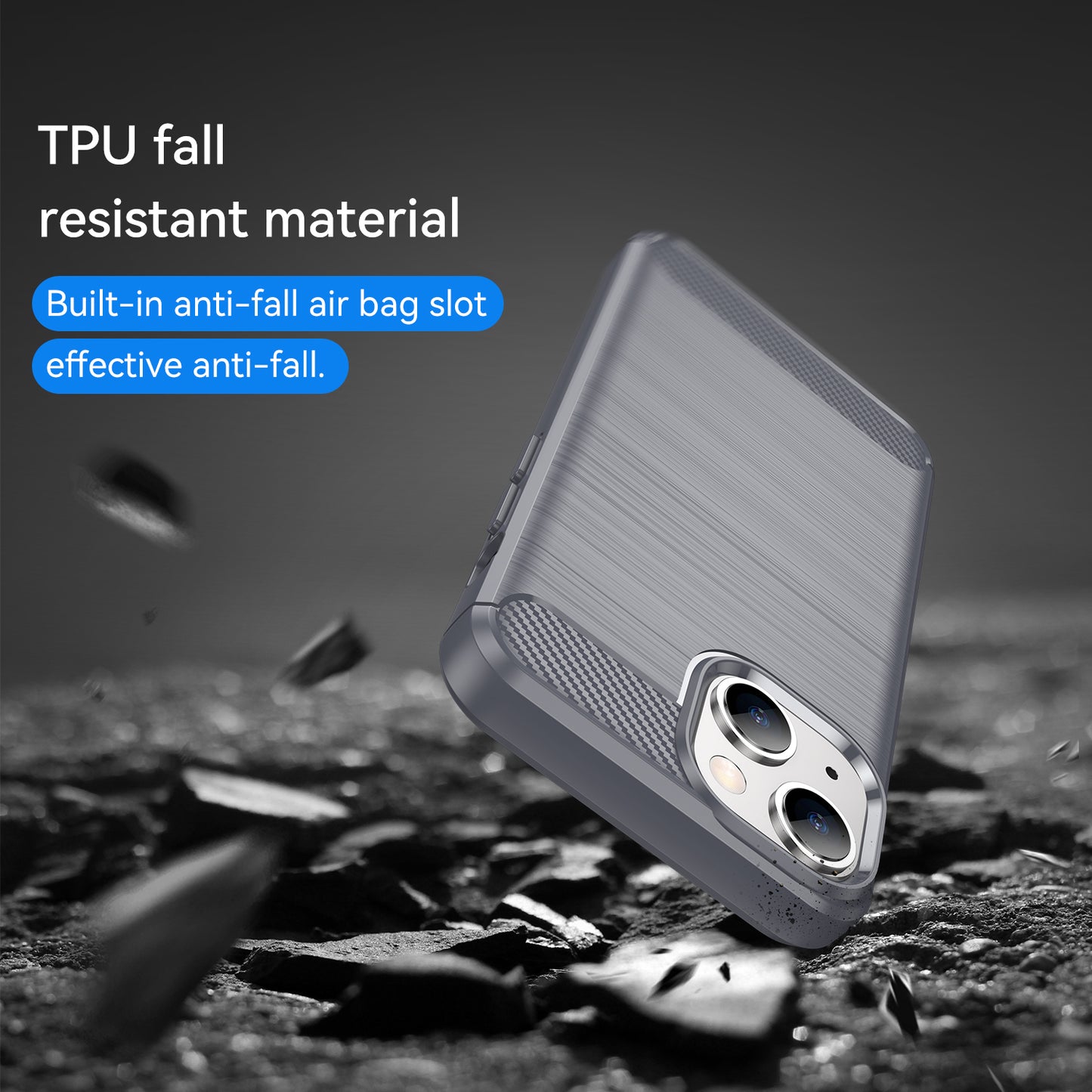 1.8mm Carbon Fiber Brushed Texture Flexible TPU Phone Back Case Protective Cover for iPhone 13 mini 5.4 inch