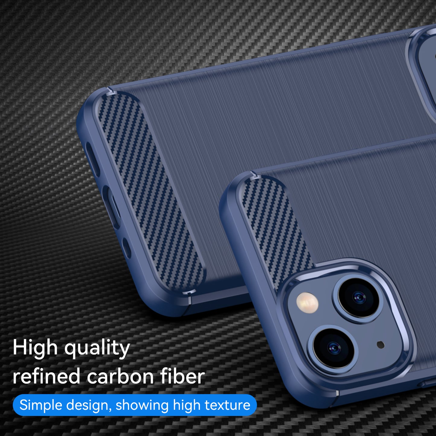 1.8mm Carbon Fiber Brushed Texture Flexible TPU Phone Back Case Protective Cover for iPhone 13 mini 5.4 inch