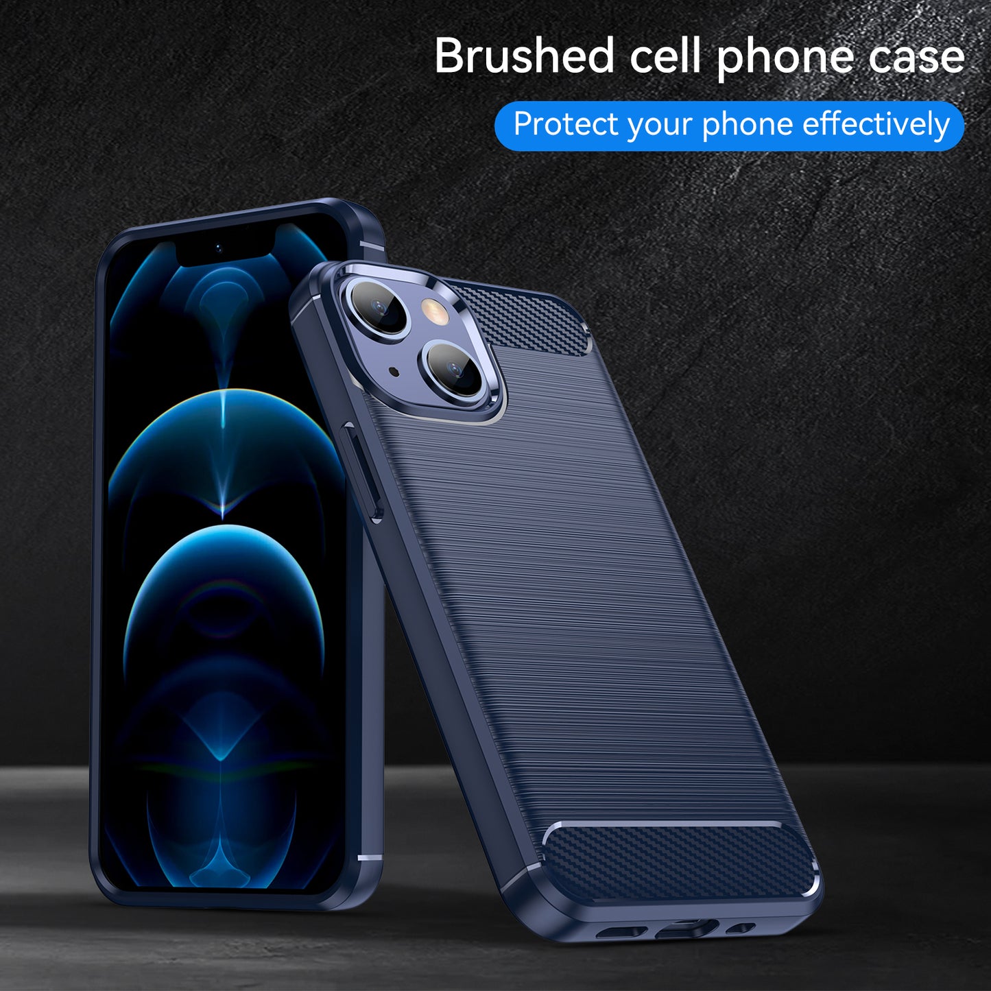 1.8mm Carbon Fiber Brushed Texture Flexible TPU Phone Back Case Protective Cover for iPhone 13 mini 5.4 inch