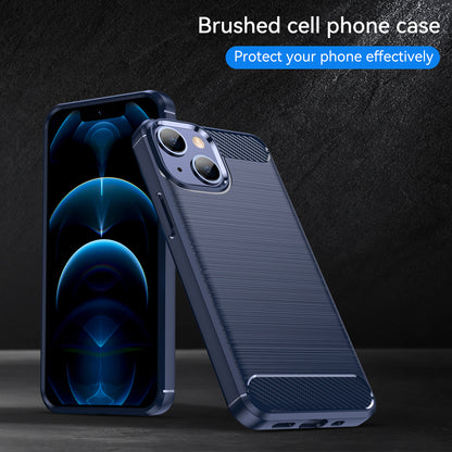 1.8mm Carbon Fiber Brushed Texture Flexible TPU Phone Back Case Protective Cover for iPhone 13 mini 5.4 inch