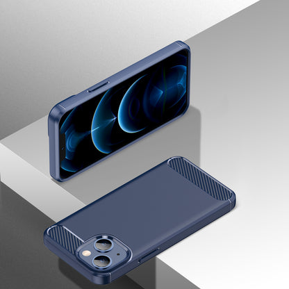 1.8mm Carbon Fiber Brushed Texture Flexible TPU Phone Back Case Protective Cover for iPhone 13 mini 5.4 inch