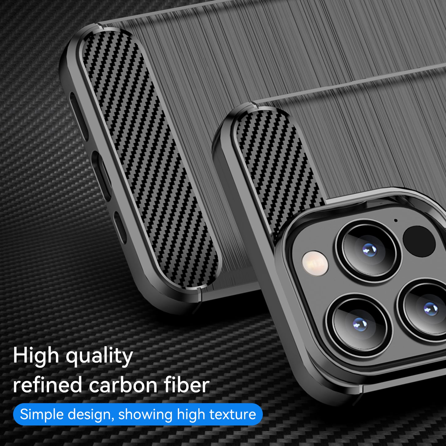 1.8mm Carbon Fiber Brushed Texture Flexible TPU Anti-drop Phone Back Case Cover for iPhone 13 Pro 6.1 inch