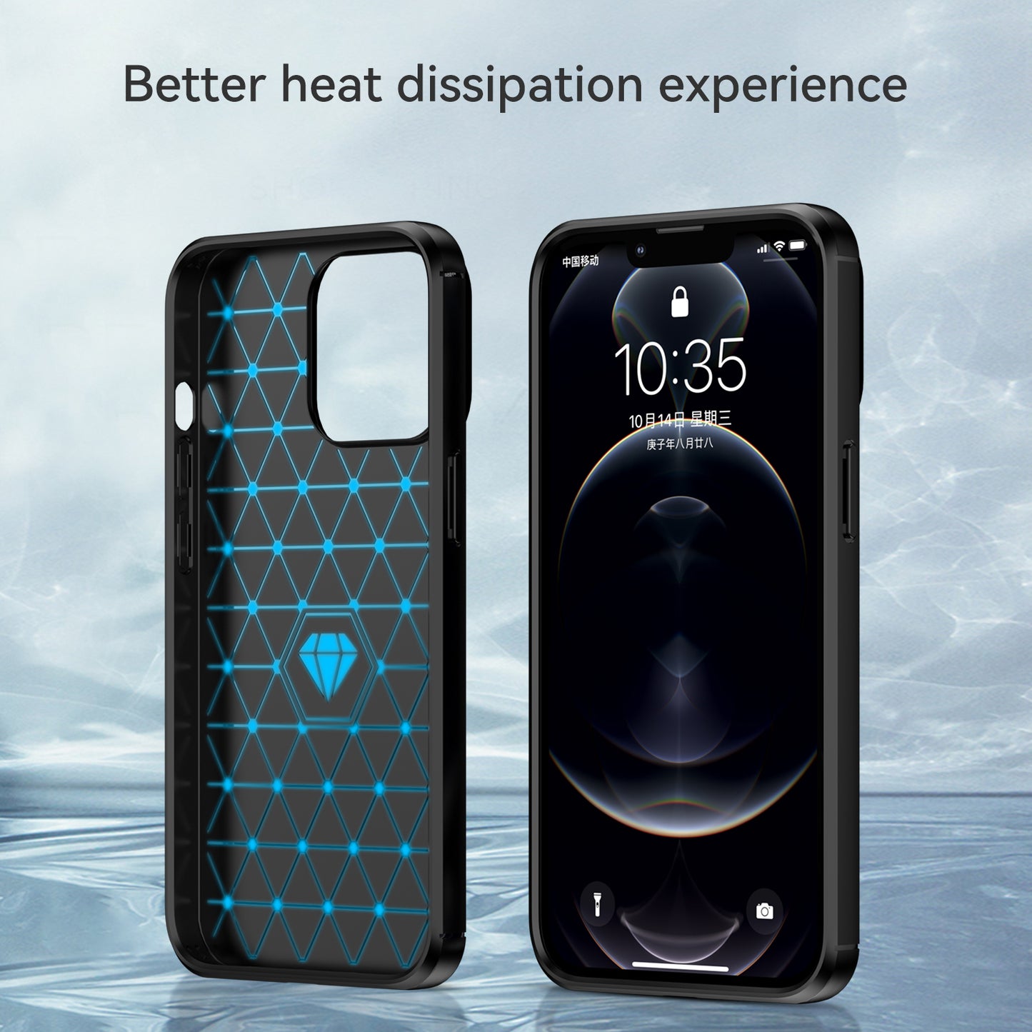 1.8mm Carbon Fiber Brushed Texture Flexible TPU Anti-drop Phone Back Case Cover for iPhone 13 Pro 6.1 inch