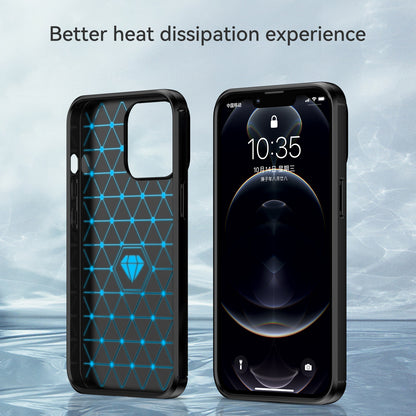 1.8mm Carbon Fiber Brushed Texture Flexible TPU Anti-drop Phone Back Case Cover for iPhone 13 Pro 6.1 inch