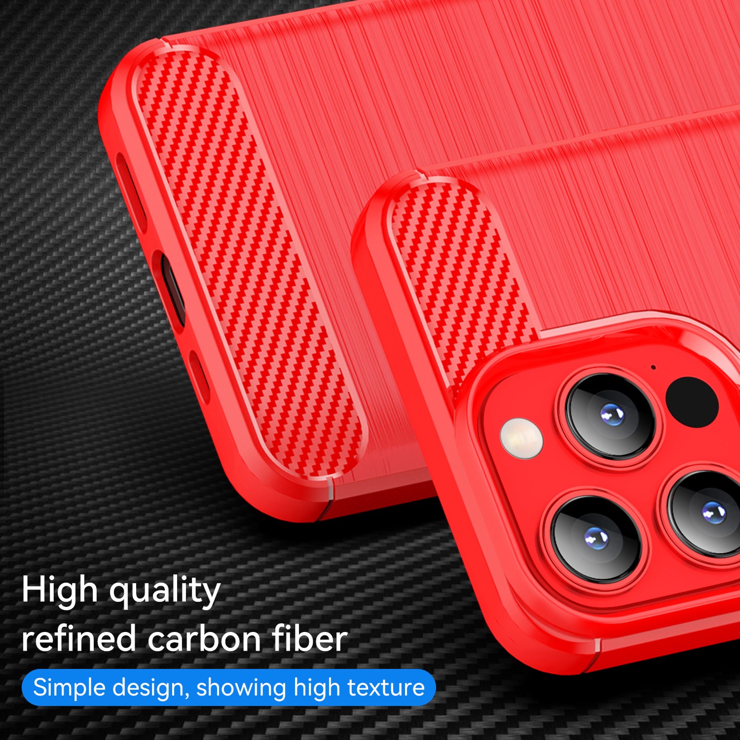 1.8mm Carbon Fiber Brushed Texture Flexible TPU Anti-drop Phone Back Case Cover for iPhone 13 Pro 6.1 inch