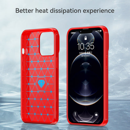 1.8mm Carbon Fiber Brushed Texture Flexible TPU Anti-drop Phone Back Case Cover for iPhone 13 Pro 6.1 inch