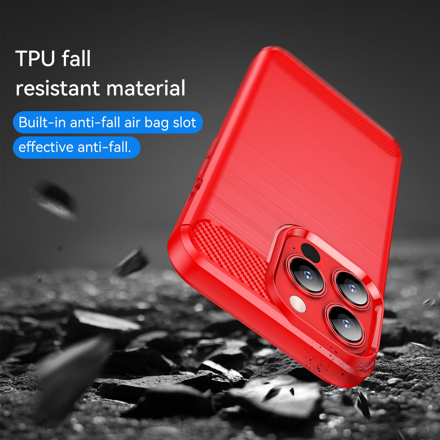 1.8mm Carbon Fiber Brushed Texture Flexible TPU Anti-drop Phone Back Case Cover for iPhone 13 Pro 6.1 inch