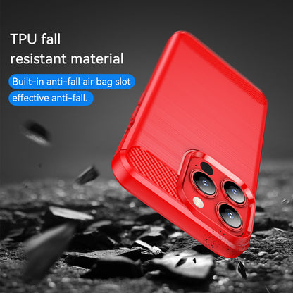 1.8mm Carbon Fiber Brushed Texture Flexible TPU Anti-drop Phone Back Case Cover for iPhone 13 Pro 6.1 inch