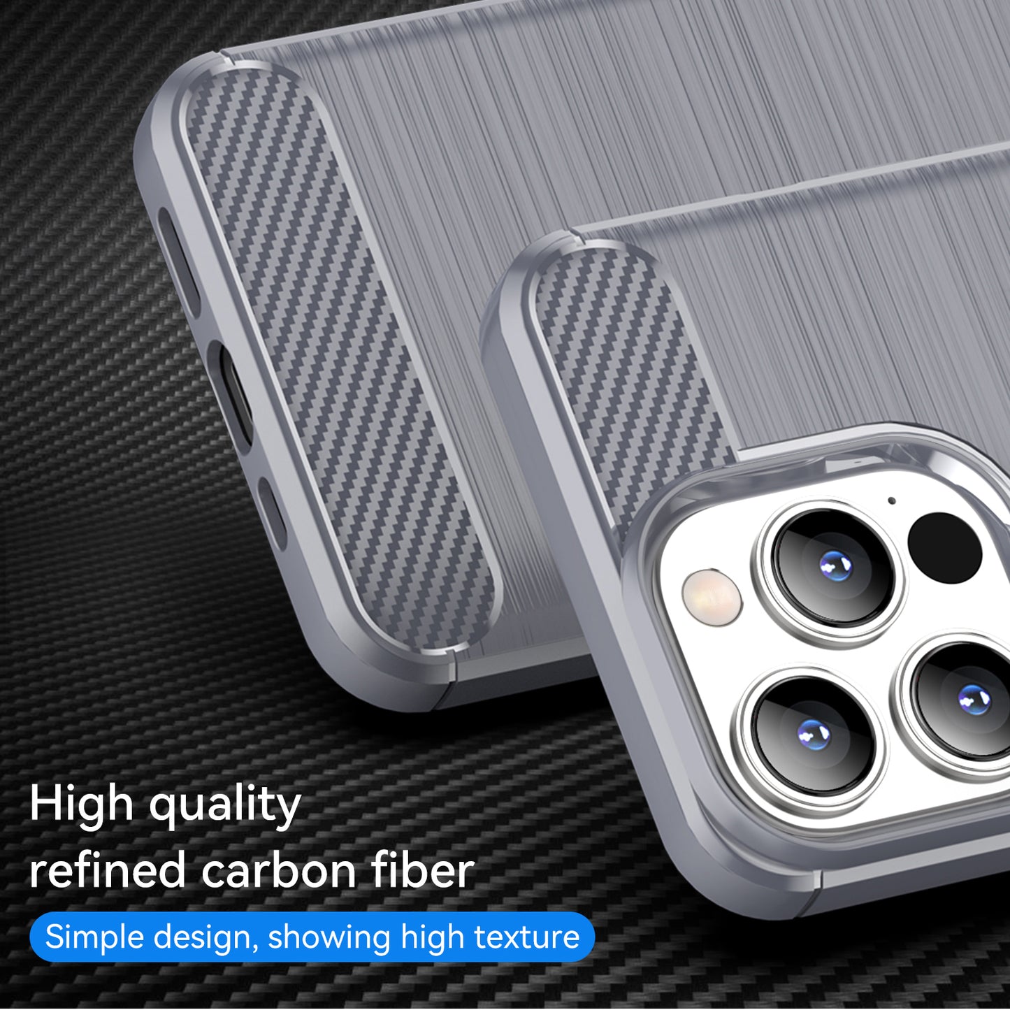 1.8mm Carbon Fiber Brushed Texture Flexible TPU Anti-drop Phone Back Case Cover for iPhone 13 Pro 6.1 inch