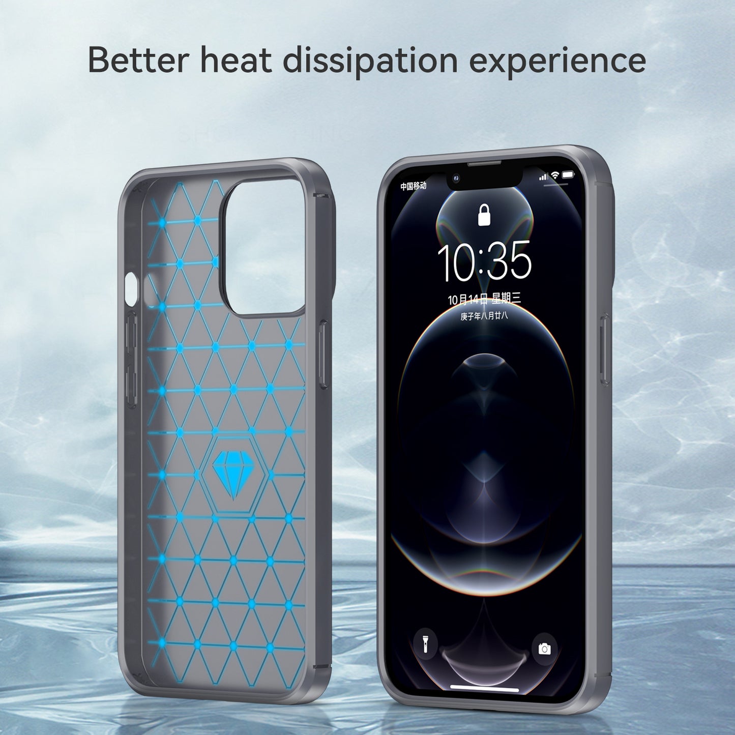 1.8mm Carbon Fiber Brushed Texture Flexible TPU Anti-drop Phone Back Case Cover for iPhone 13 Pro 6.1 inch