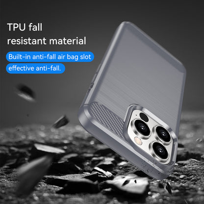1.8mm Carbon Fiber Brushed Texture Flexible TPU Anti-drop Phone Back Case Cover for iPhone 13 Pro 6.1 inch