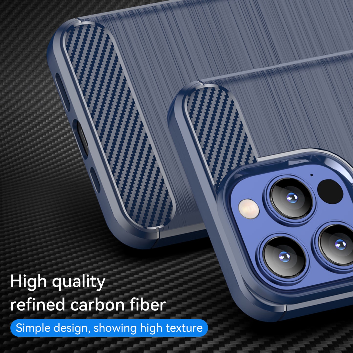 1.8mm Carbon Fiber Brushed Texture Flexible TPU Anti-drop Phone Back Case Cover for iPhone 13 Pro 6.1 inch
