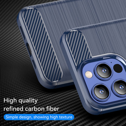 1.8mm Carbon Fiber Brushed Texture Flexible TPU Anti-drop Phone Back Case Cover for iPhone 13 Pro 6.1 inch