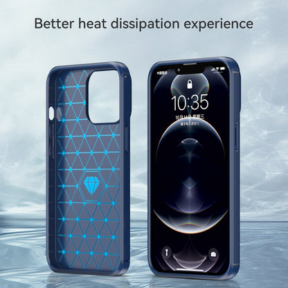 1.8mm Carbon Fiber Brushed Texture Flexible TPU Anti-drop Phone Back Case Cover for iPhone 13 Pro 6.1 inch
