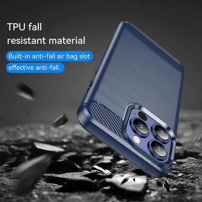 1.8mm Carbon Fiber Brushed Texture Flexible TPU Anti-drop Phone Back Case Cover for iPhone 13 Pro 6.1 inch