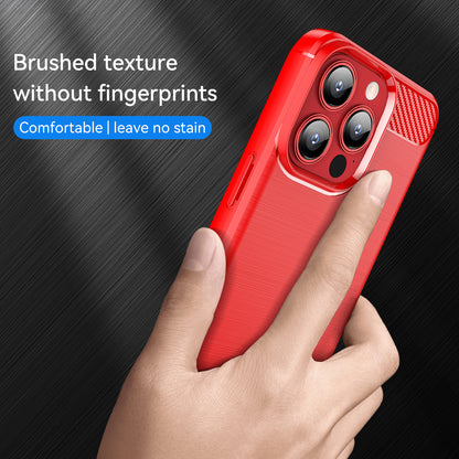 1.8mm Stylish Carbon Fiber Brushed Texture Anti-fingerprint Soft TPU Phone Back Case Cover for iPhone 13 Pro Max