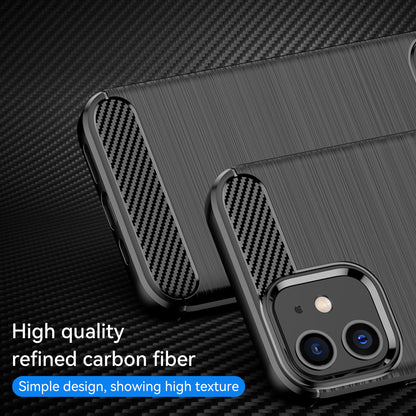 1.8mm Carbon Fiber Brushed Texture Heat Dissipation Back Case Flexible TPU Cover for iPhone 12 mini 5.4 inch