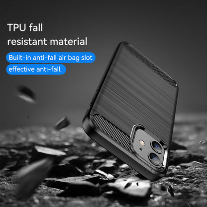 1.8mm Carbon Fiber Brushed Texture Heat Dissipation Back Case Flexible TPU Cover for iPhone 12 mini 5.4 inch