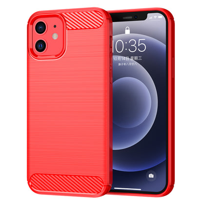 1.8mm Carbon Fiber Brushed Texture Heat Dissipation Back Case Flexible TPU Cover for iPhone 12 mini 5.4 inch