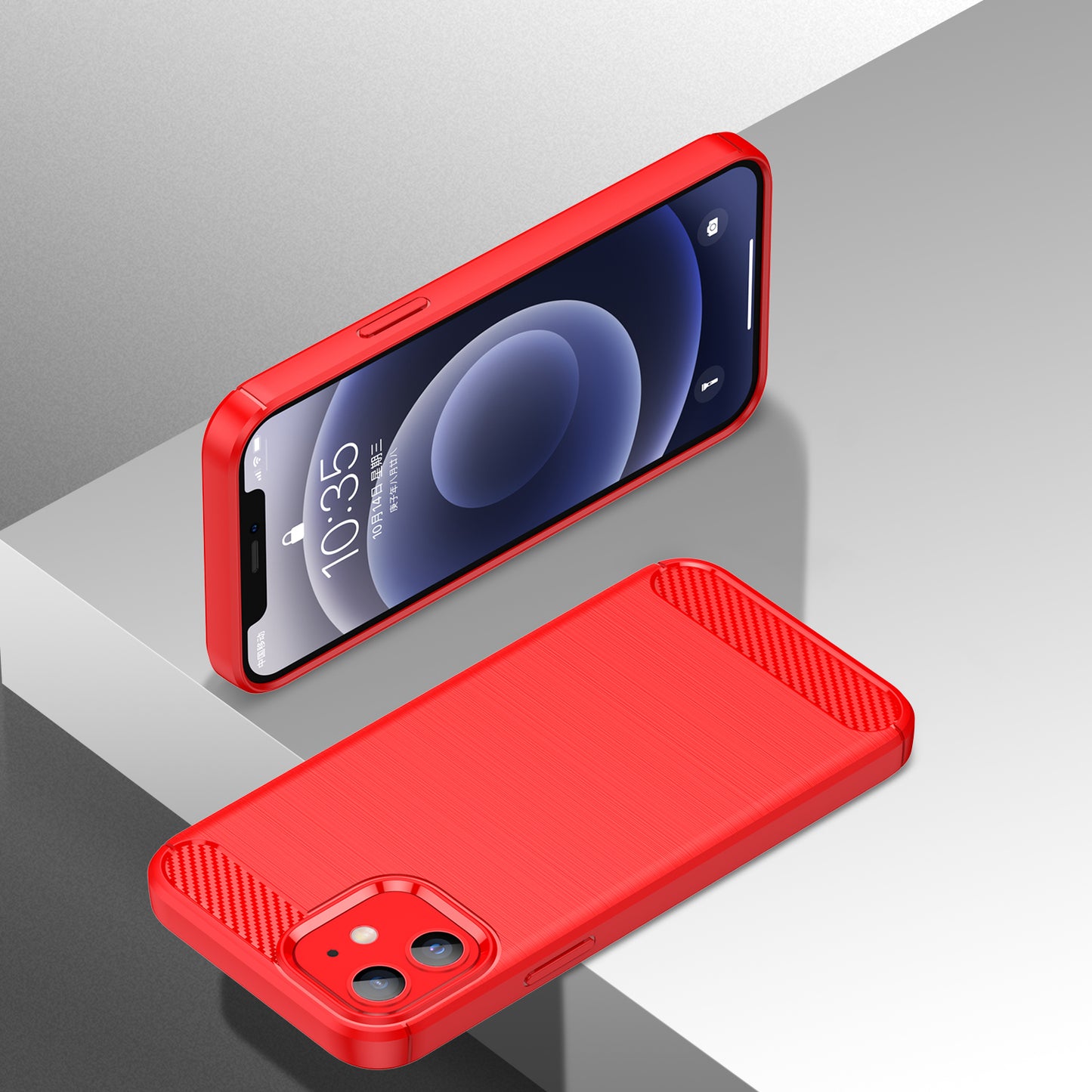 1.8mm Carbon Fiber Brushed Texture Heat Dissipation Back Case Flexible TPU Cover for iPhone 12 mini 5.4 inch