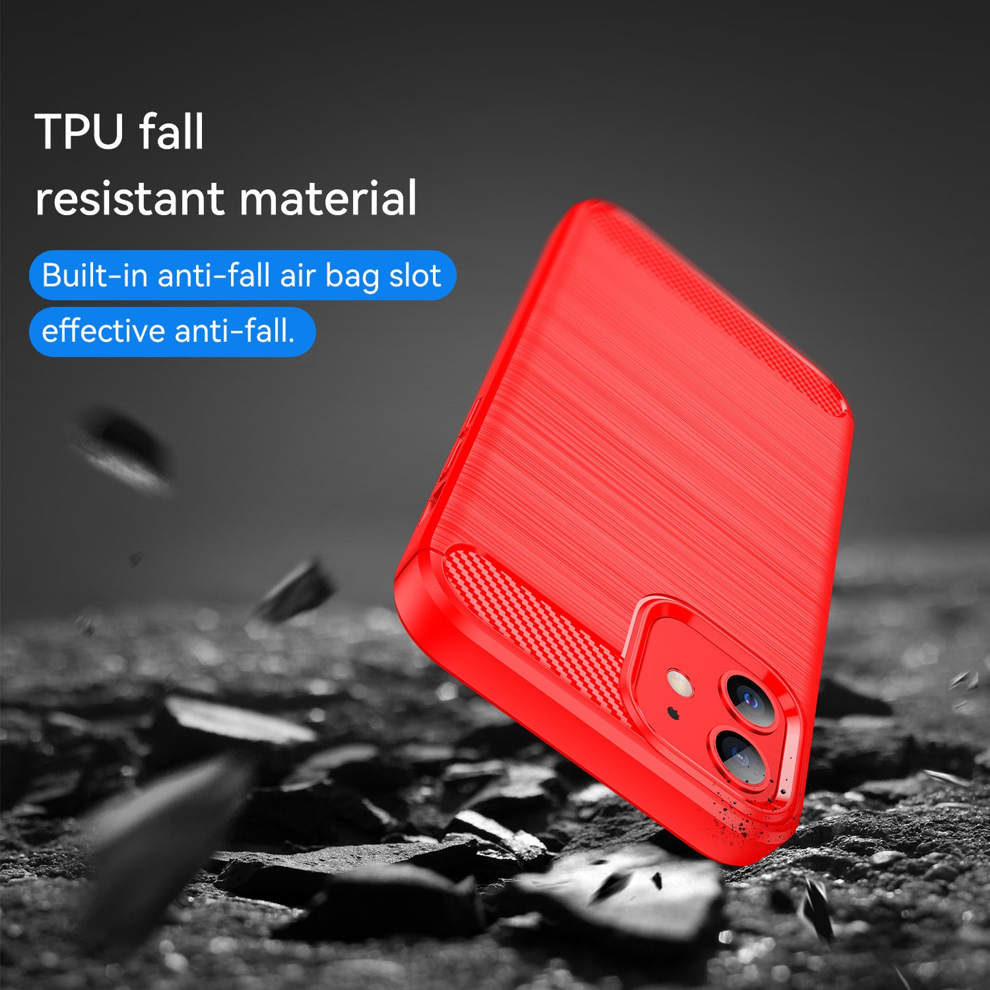 1.8mm Carbon Fiber Brushed Texture Heat Dissipation Back Case Flexible TPU Cover for iPhone 12 mini 5.4 inch