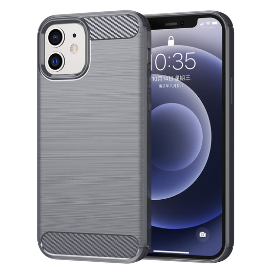 1.8mm Carbon Fiber Brushed Texture Heat Dissipation Back Case Flexible TPU Cover for iPhone 12 mini 5.4 inch