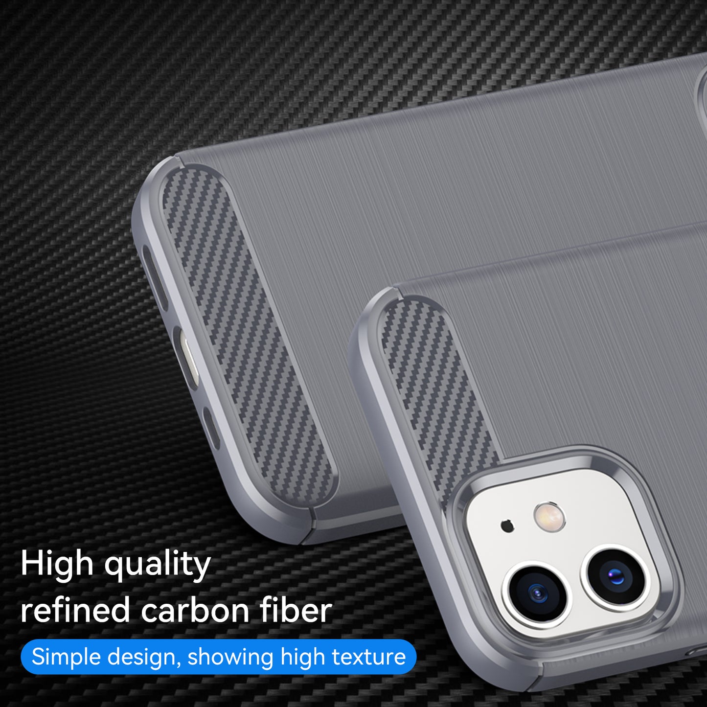 1.8mm Carbon Fiber Brushed Texture Heat Dissipation Back Case Flexible TPU Cover for iPhone 12 mini 5.4 inch