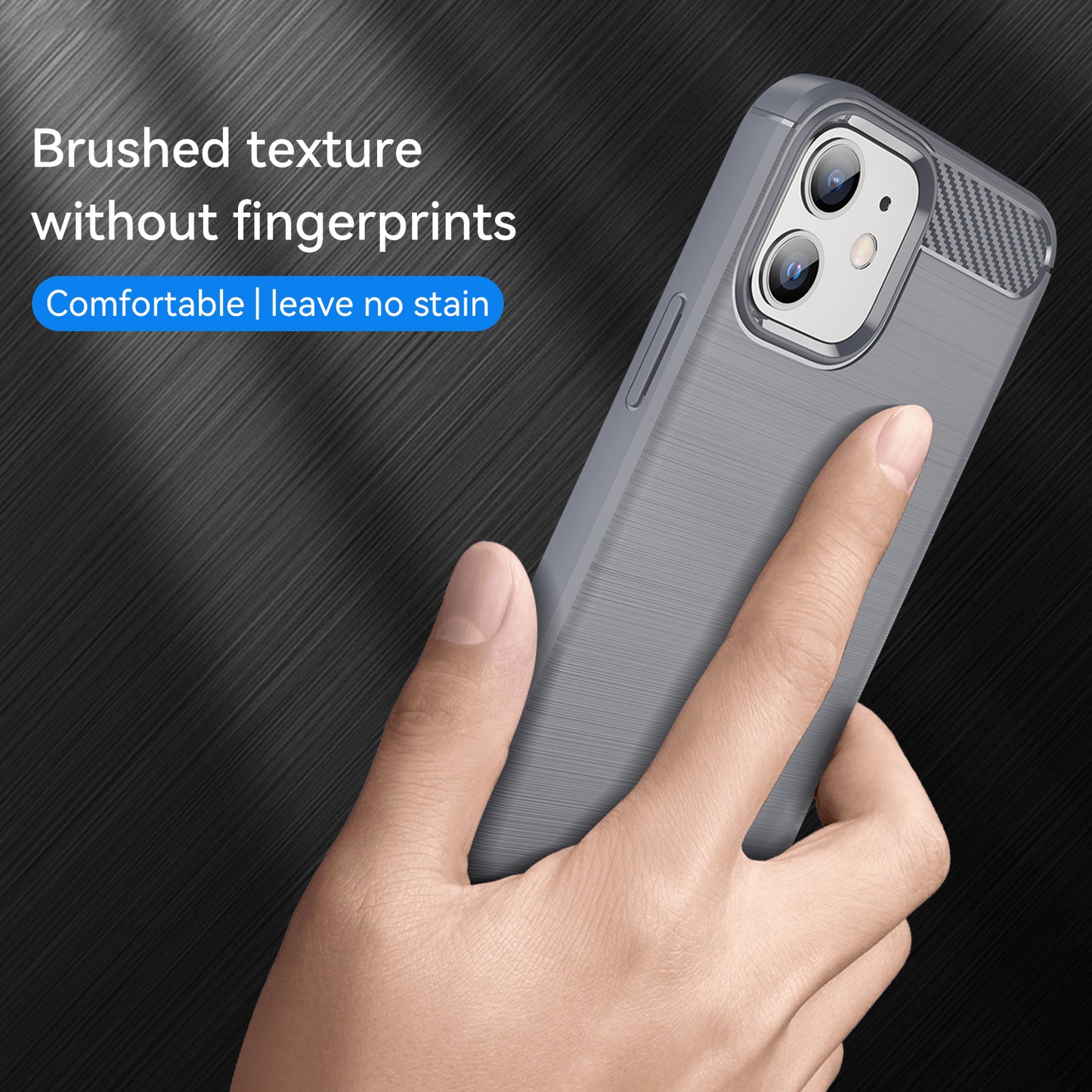 1.8mm Carbon Fiber Brushed Texture Heat Dissipation Back Case Flexible TPU Cover for iPhone 12 mini 5.4 inch