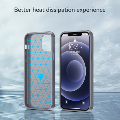 1.8mm Carbon Fiber Brushed Texture Heat Dissipation Back Case Flexible TPU Cover for iPhone 12 mini 5.4 inch