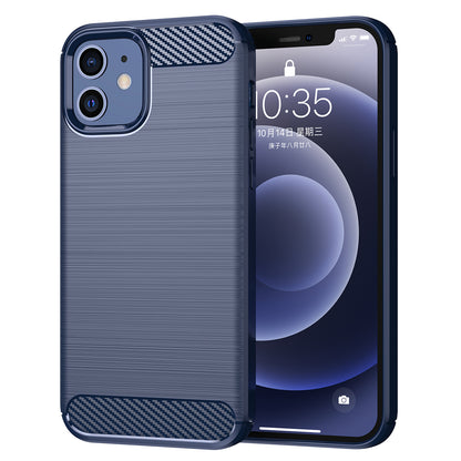1.8mm Carbon Fiber Brushed Texture Heat Dissipation Back Case Flexible TPU Cover for iPhone 12 mini 5.4 inch