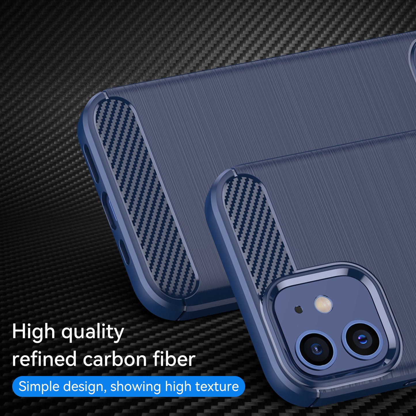 1.8mm Carbon Fiber Brushed Texture Heat Dissipation Back Case Flexible TPU Cover for iPhone 12 mini 5.4 inch
