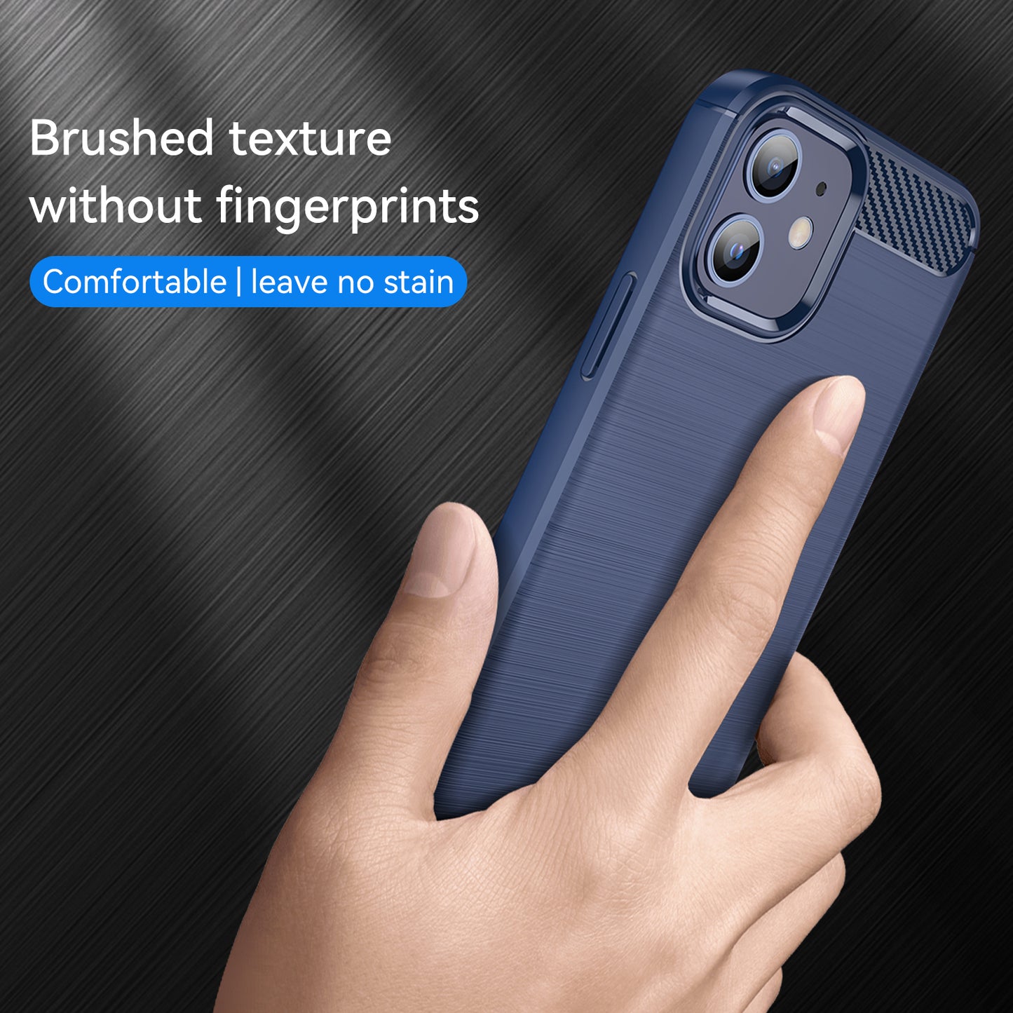 1.8mm Carbon Fiber Brushed Texture Heat Dissipation Back Case Flexible TPU Cover for iPhone 12 mini 5.4 inch
