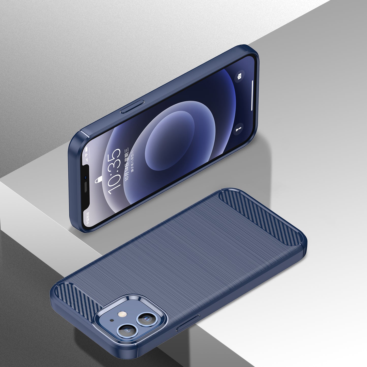 1.8mm Carbon Fiber Brushed Texture Heat Dissipation Back Case Flexible TPU Cover for iPhone 12 mini 5.4 inch