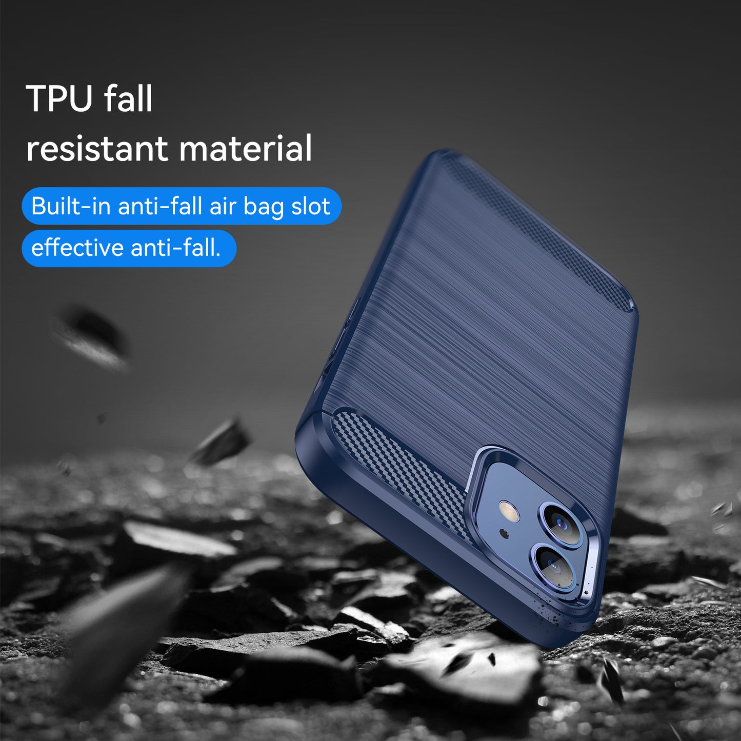 1.8mm Carbon Fiber Brushed Texture Heat Dissipation Back Case Flexible TPU Cover for iPhone 12 mini 5.4 inch