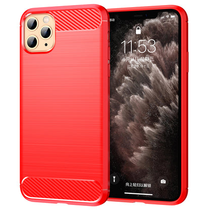 1.8mm Carbon Fiber Brushed Texture Soft TPU Back Case Mobile Phone Cover for iPhone 11 Pro Max 6.5 inch