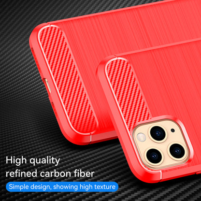 1.8mm Carbon Fiber Brushed Texture Soft TPU Back Case Mobile Phone Cover for iPhone 11 Pro Max 6.5 inch