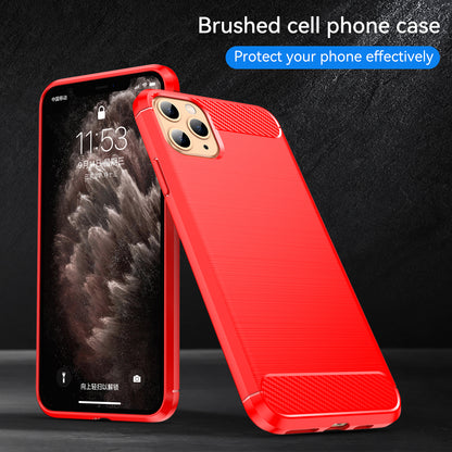 1.8mm Carbon Fiber Brushed Texture Soft TPU Back Case Mobile Phone Cover for iPhone 11 Pro Max 6.5 inch