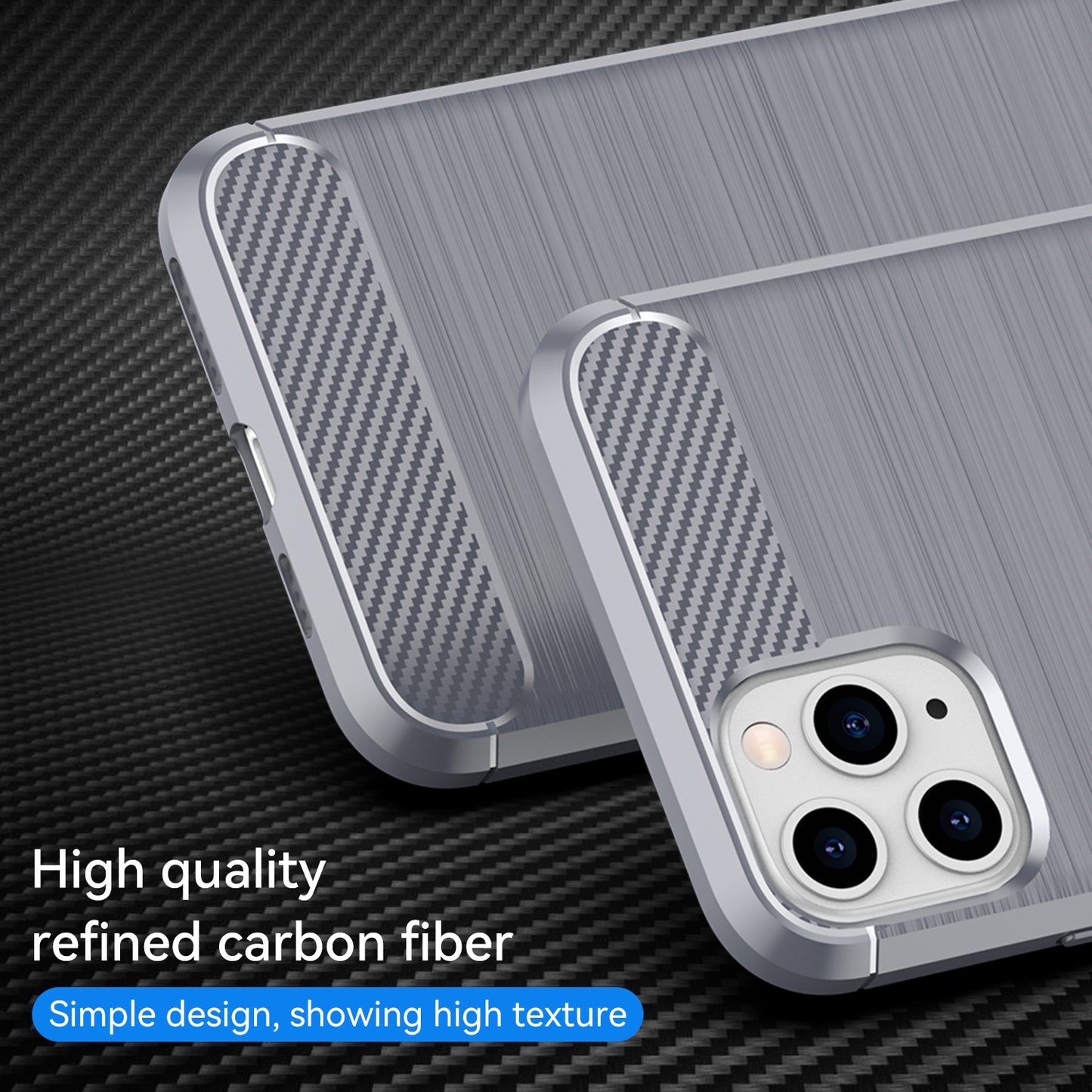 1.8mm Carbon Fiber Brushed Texture Soft TPU Back Case Mobile Phone Cover for iPhone 11 Pro Max 6.5 inch