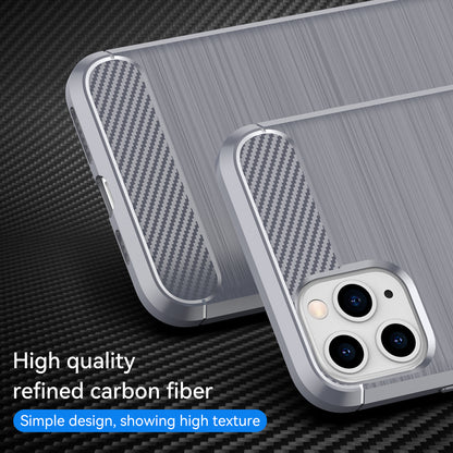 1.8mm Carbon Fiber Brushed Texture Soft TPU Back Case Mobile Phone Cover for iPhone 11 Pro Max 6.5 inch