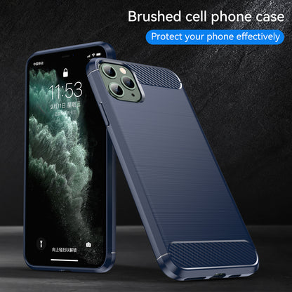 1.8mm Carbon Fiber Brushed Texture Soft TPU Back Case Mobile Phone Cover for iPhone 11 Pro Max 6.5 inch