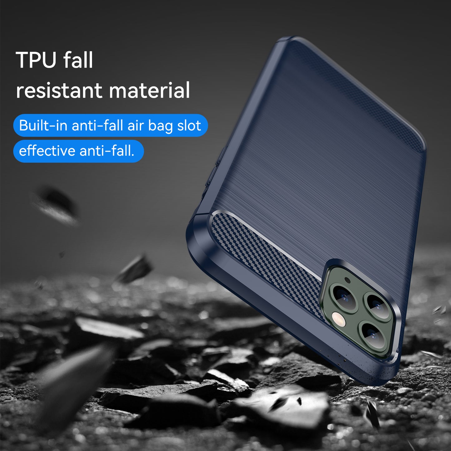 1.8mm Carbon Fiber Brushed Texture Soft TPU Back Case Mobile Phone Cover for iPhone 11 Pro Max 6.5 inch