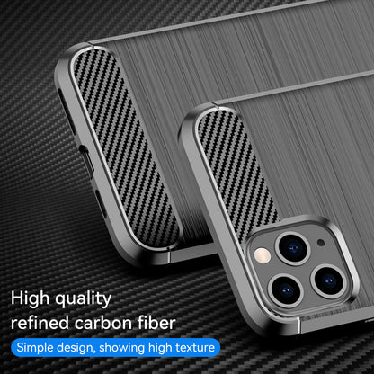 1.8mm Carbon Fiber Brushed Texture Shock Absorption TPU Back Case Mobile Phone Cover for iPhone 11 Pro 5.8 inch
