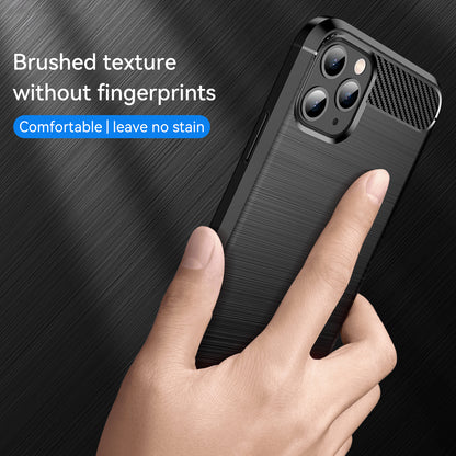 1.8mm Carbon Fiber Brushed Texture Shock Absorption TPU Back Case Mobile Phone Cover for iPhone 11 Pro 5.8 inch