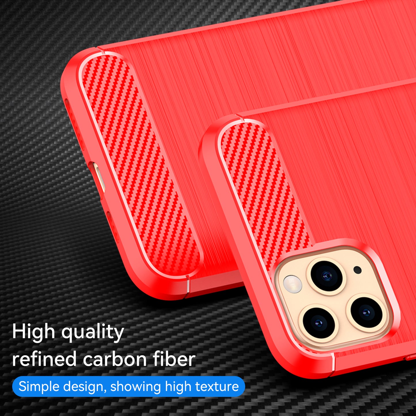 1.8mm Carbon Fiber Brushed Texture Shock Absorption TPU Back Case Mobile Phone Cover for iPhone 11 Pro 5.8 inch